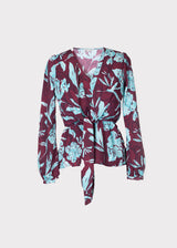 Nyssa Tie Top in Purple Floral Snakeskin Print