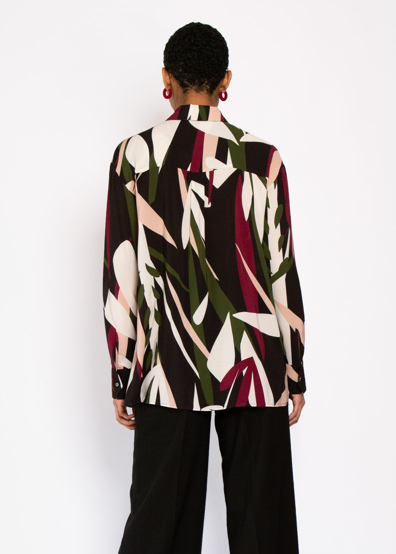 Nerine Longline Shirt in Abstract Floral Print