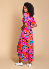 Rosa Maxi Dress in Pink Graphic Floral Print
