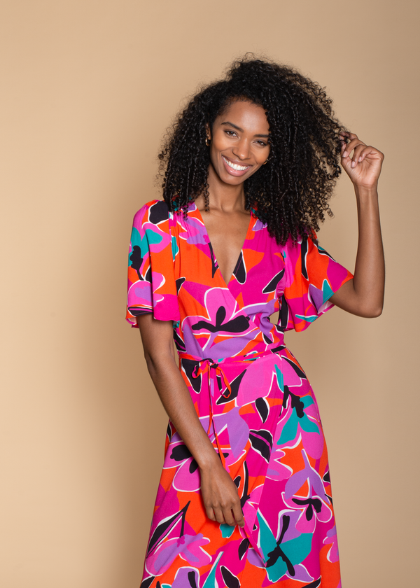 Rosa Maxi Dress in Pink Graphic Floral Print