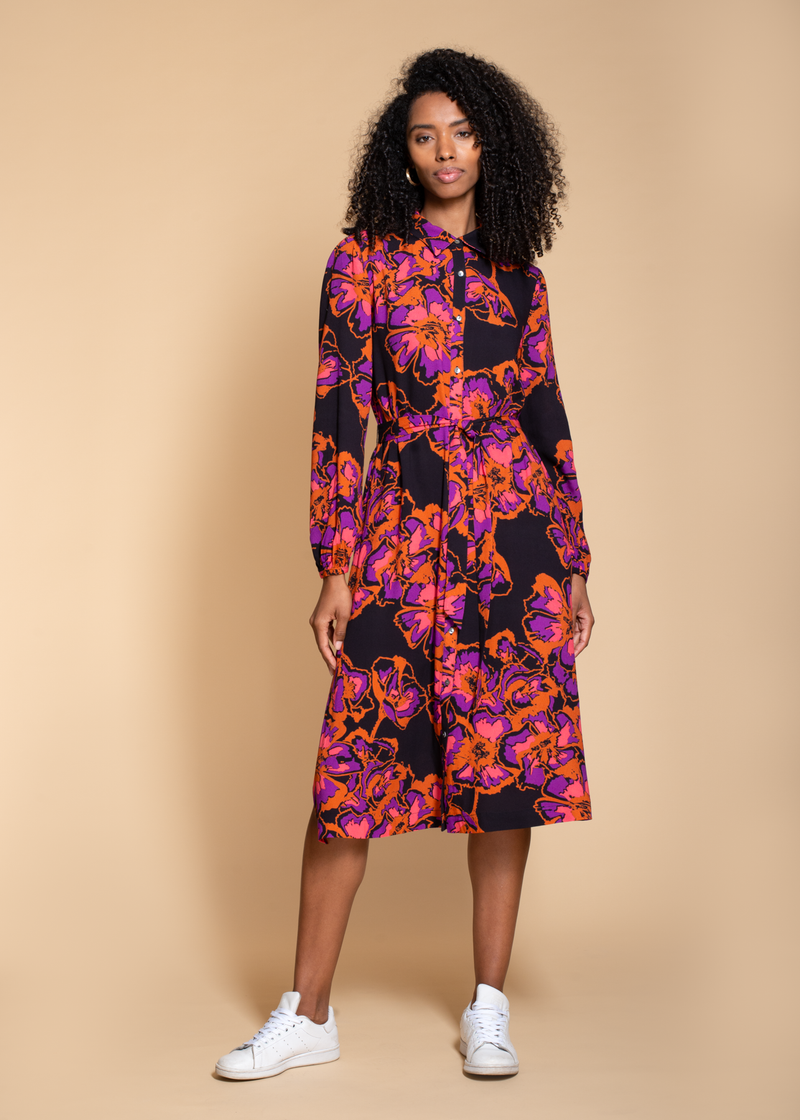 The Acacia Shirt Dress in Pink & Rust Floral
