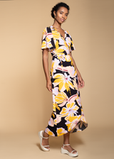 Rosa Maxi Dress in Oversize Yellow Floral Print